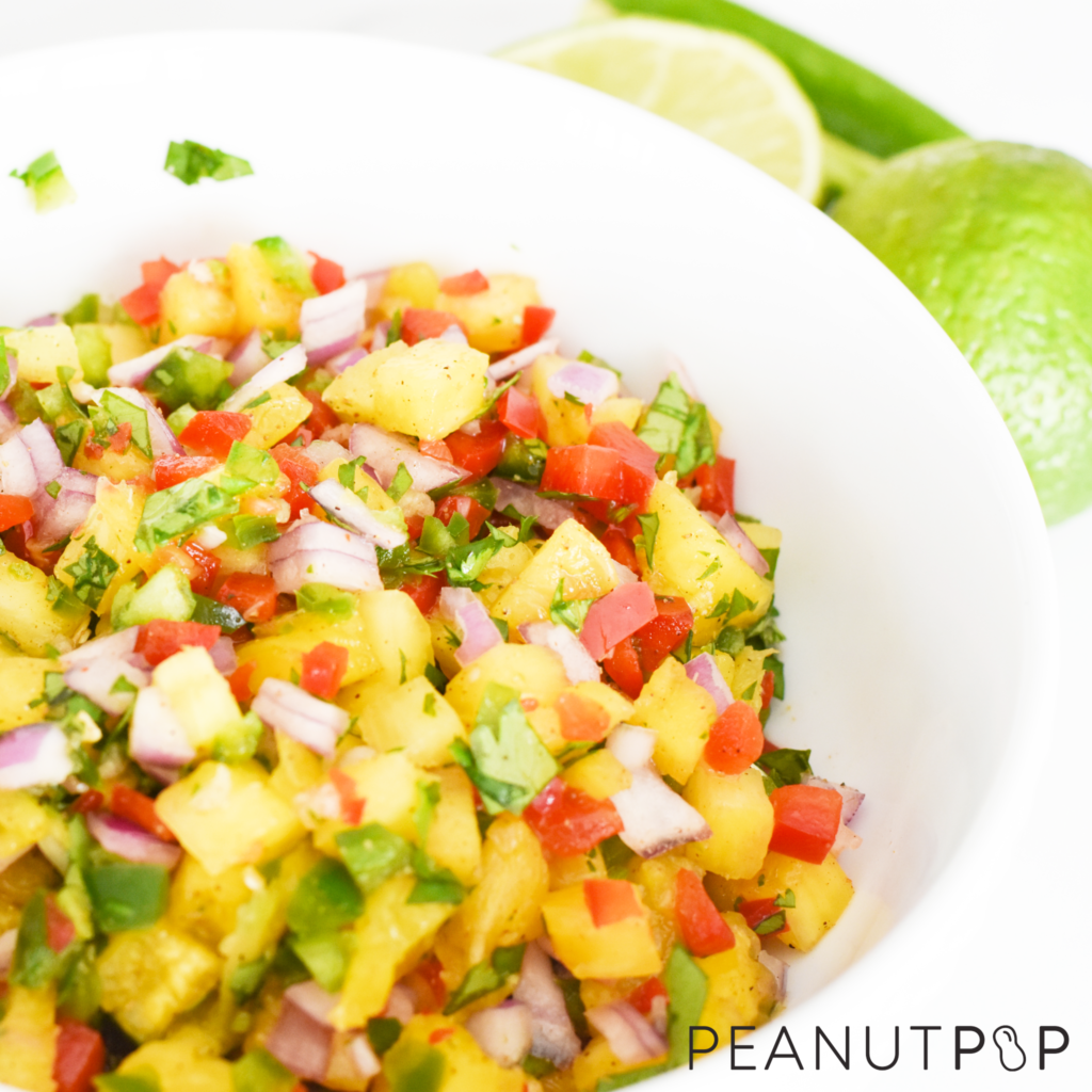 Bowl of fresh pineapple salsa