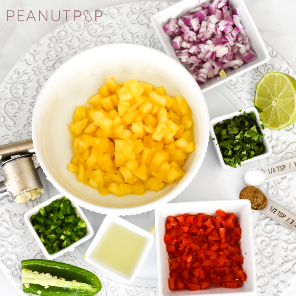 Pineapple Salsa Ingredients Displayed