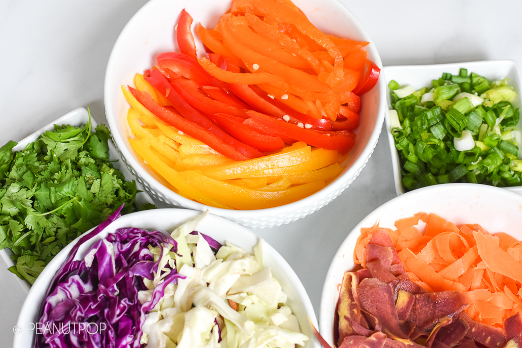 Asian slaw and dressing can be a side dish or an entree