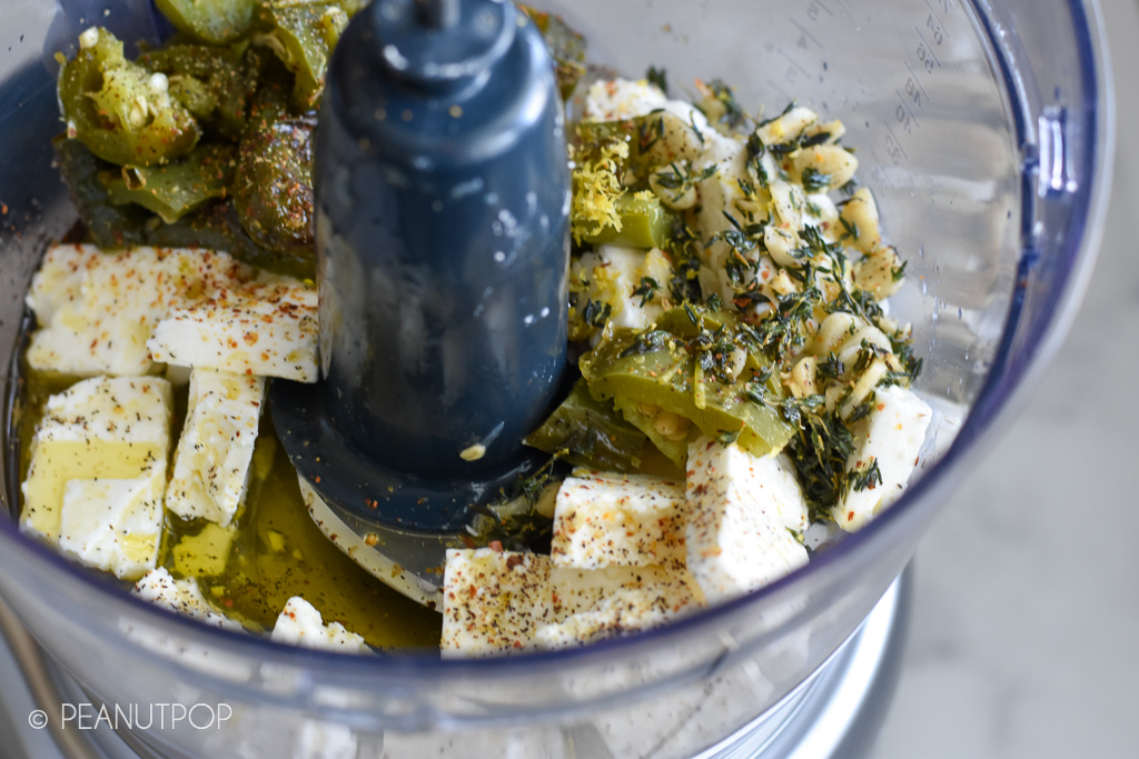 Spicy feta spread with jalapeños, garlic and thyme